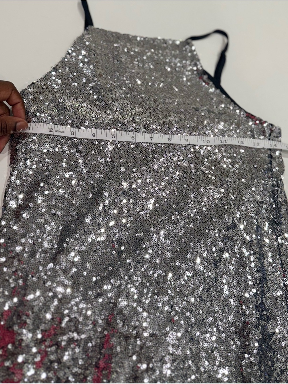 Altar’d State Silver/ Metallic Sequin Spaghetti Strap Mini Slip Dress Size M - Picture 6 of 6